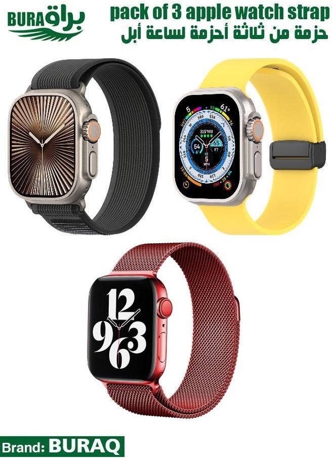 BURAQ - Apple Watch Band Strap For Apple Watch Ultra 2/Ultra 49mm, Series 10 46mm, 9/8/7 45mm, SE2/SE/6/5/4 44mm, 3/2/1 42mm - Image 1