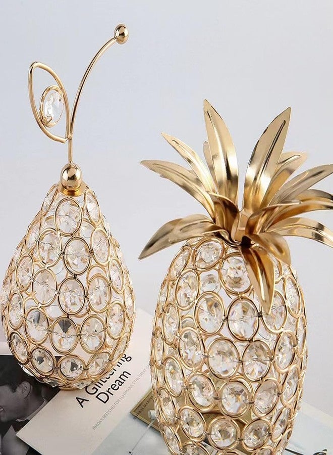 Primst Set of 3 Crystal Metal Apple Pear Pineapple Table Centerpiece, Crystal Decorations for Home, Fruit Ornament Party Wedding Holiday Bar Decoration - Image 4