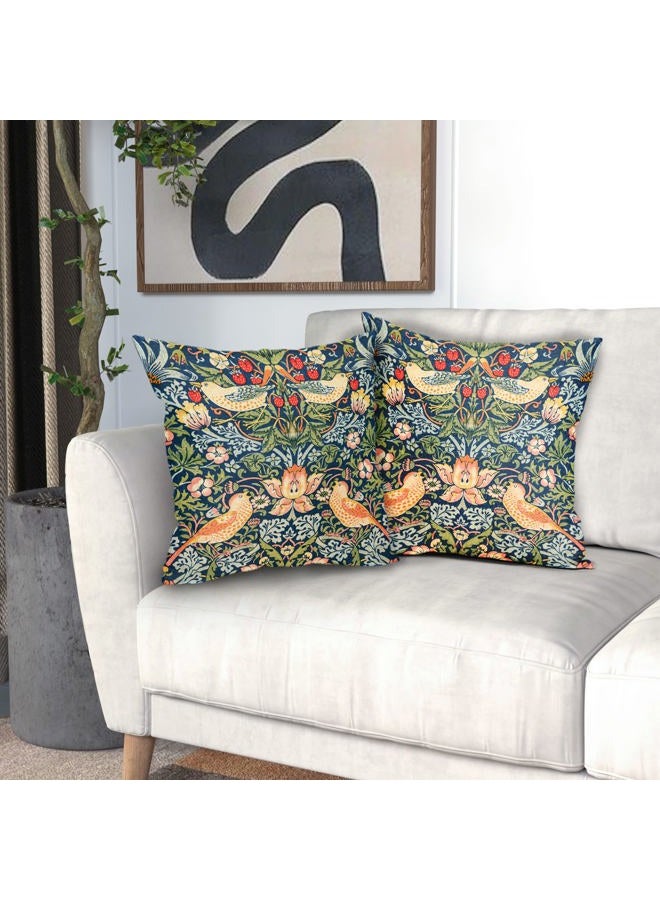 aportt Chinoiserie Blue Sage Green Teal Pimpernel Pillow Covers 16X16 in Set of 2 Colorful Floral Bird Red Strawberry Pillow Cases Vintage Flower Throw Pillowcases Home Decor for Couch Patio Sofa Porch - Image 5