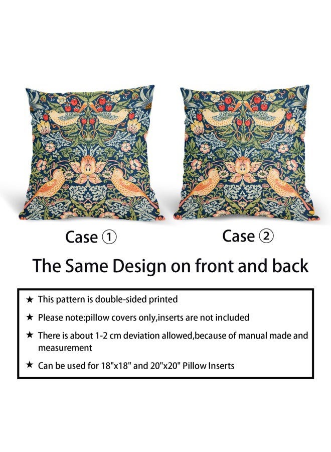 aportt Chinoiserie Blue Sage Green Teal Pimpernel Pillow Covers 16X16 in Set of 2 Colorful Floral Bird Red Strawberry Pillow Cases Vintage Flower Throw Pillowcases Home Decor for Couch Patio Sofa Porch - Image 4