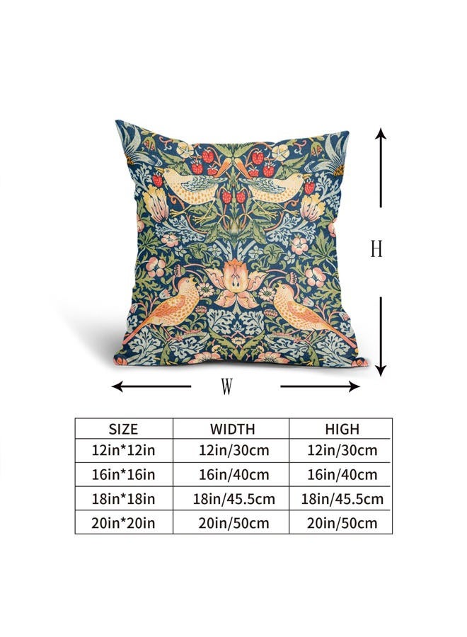 aportt Chinoiserie Blue Sage Green Teal Pimpernel Pillow Covers 16X16 in Set of 2 Colorful Floral Bird Red Strawberry Pillow Cases Vintage Flower Throw Pillowcases Home Decor for Couch Patio Sofa Porch - Image 3