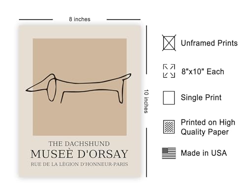 Poster Master Vintage Poster Retro Dachshund Print Dog Art Line Drawing Sketch Art Gift for Boys Girls Animal Lover Decor for Kids Room or Nursery 8x10 UNFRAMED Wall Art - Image 3