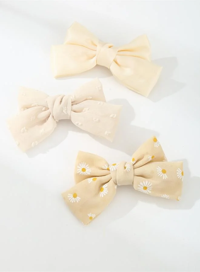 Set of 3 - Floral Bow Hair Clip