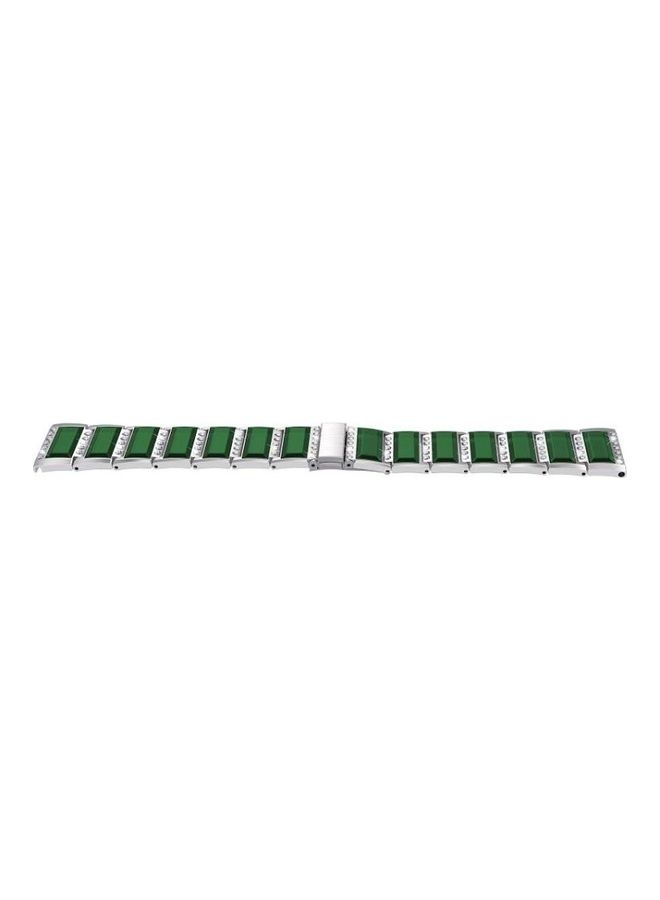 NIBEMINENT For Samsung Galaxy Watch 3 45mm Active Diamond Encrusted Replacement Watchbands Silver/Green  - Image 3