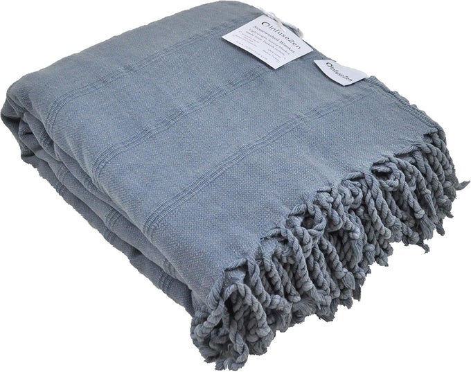 LARGE STONEWASHED TURKISH THROW BLANKET 100 ORGANIC TURKISH COTTON 92 X 69 SOFT LIGHTWEIGHT COZY LOVE SEAT SOFA BED PICNIC YOGA SAND FREE BEACH BLANKET DENIM
