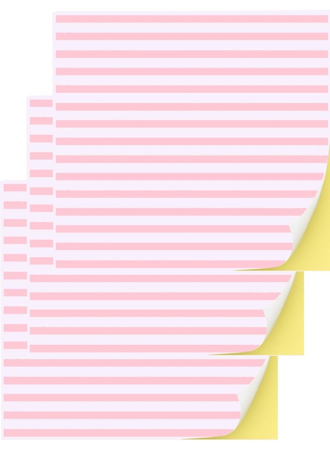 Flutesan 3 Pcs Miniature Dollhouse Wallpaper and Flooring Peel and Stick 1:12 Scale Self Adhesive Doll House Wallpaper DIY Mini Dollhouse Accessories 8.27 x 11.69 Inch(Pink Stripe) - Image 1