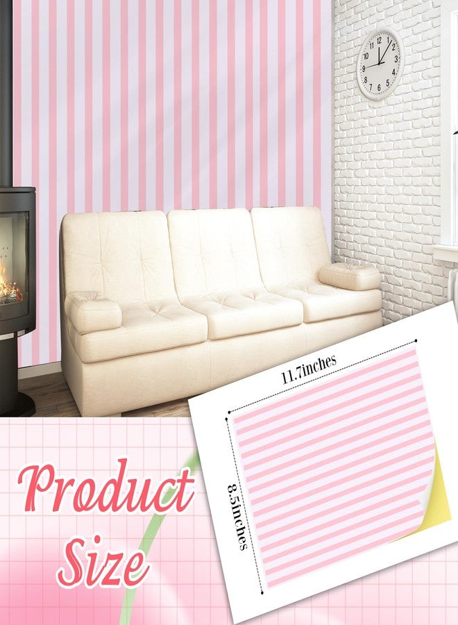 Flutesan 3 Pcs Miniature Dollhouse Wallpaper and Flooring Peel and Stick 1:12 Scale Self Adhesive Doll House Wallpaper DIY Mini Dollhouse Accessories 8.27 x 11.69 Inch(Pink Stripe) - Image 2