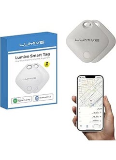 LUMIVE Lumive Smart Bluetooth Tracker AirTag for Keys, Kids, Elderly, Pet, Bags and Wallets, Bluetooth Tracker Works with Apple Find My , (White -2 Pack)  - Image 1