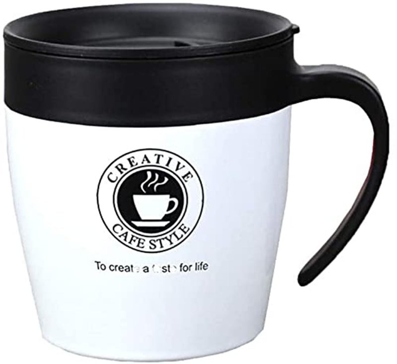 Baskety 330ml Travel Coffee Mug - Stainless Steel & Vacuum Insulated - Sliding Lid for Splash-Proof with Double Walled Vacuum Stainless Steel to Keeps Beverages Hot or Cold (White, Pack of 1) - Image 1