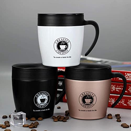 Baskety 330ml Travel Coffee Mug - Stainless Steel & Vacuum Insulated - Sliding Lid for Splash-Proof with Double Walled Vacuum Stainless Steel to Keeps Beverages Hot or Cold (White, Pack of 1) - Image 3