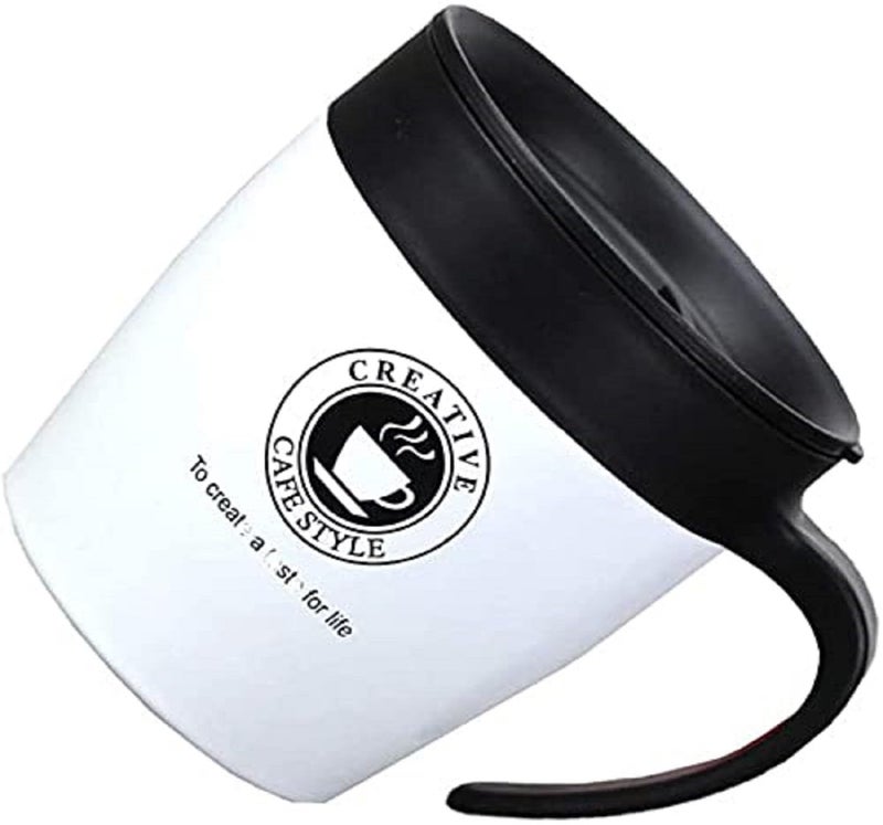 Baskety 330ml Travel Coffee Mug - Stainless Steel & Vacuum Insulated - Sliding Lid for Splash-Proof with Double Walled Vacuum Stainless Steel to Keeps Beverages Hot or Cold (White, Pack of 1) - Image 4