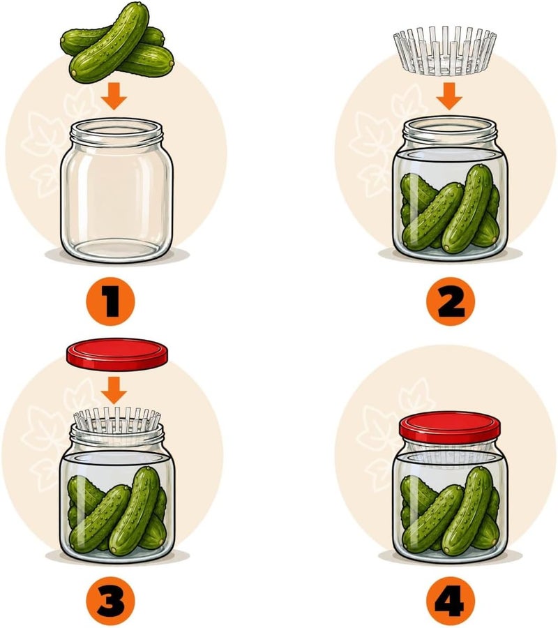 KADAX Fermentation Weight for Preserving Jars, Plastic Fermentation Lid, Food Weight with Net for Sauerkraut, Kimchi and Cucumbers, Fermentation Aid (fi 82 mm / 12 Pieces) - Image 4