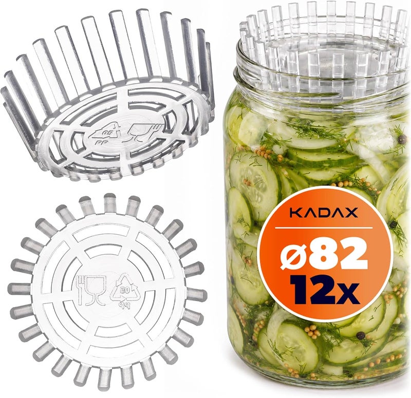KADAX Fermentation Weight for Preserving Jars, Plastic Fermentation Lid, Food Weight with Net for Sauerkraut, Kimchi and Cucumbers, Fermentation Aid (fi 82 mm / 12 Pieces) - Image 1