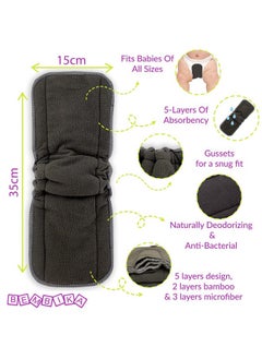 BEMBIKA 5 Layer Bamboo Charcoal Inserts With Gussets Liners Natures Cloth Diaper Liner, Wetfree Reusable Washable Cotton Diaper Nappy Inserts For Baby Cloth Diapers (Set Of 3)  - Image 2