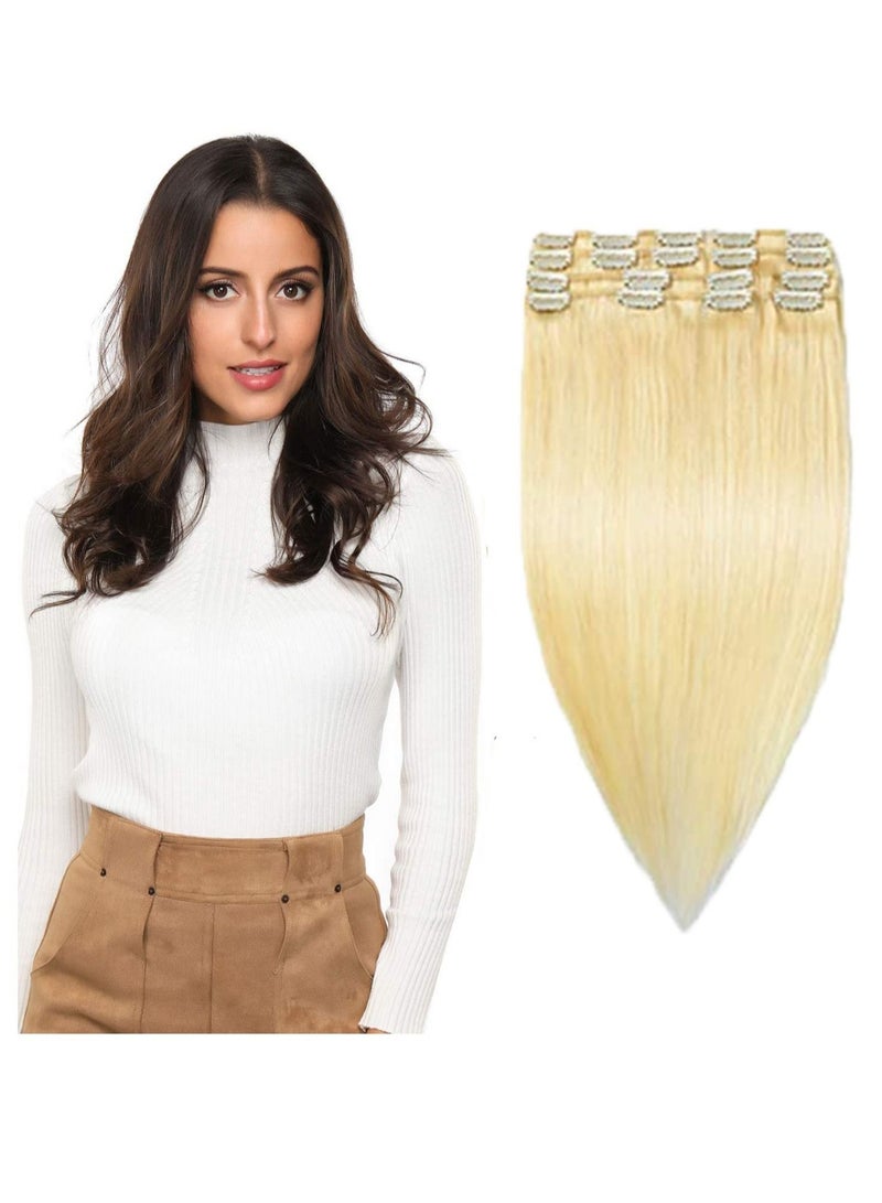 إستيل وصلات شعر ريمي مشابك شعر بشري أشقر مبيض - Image 1