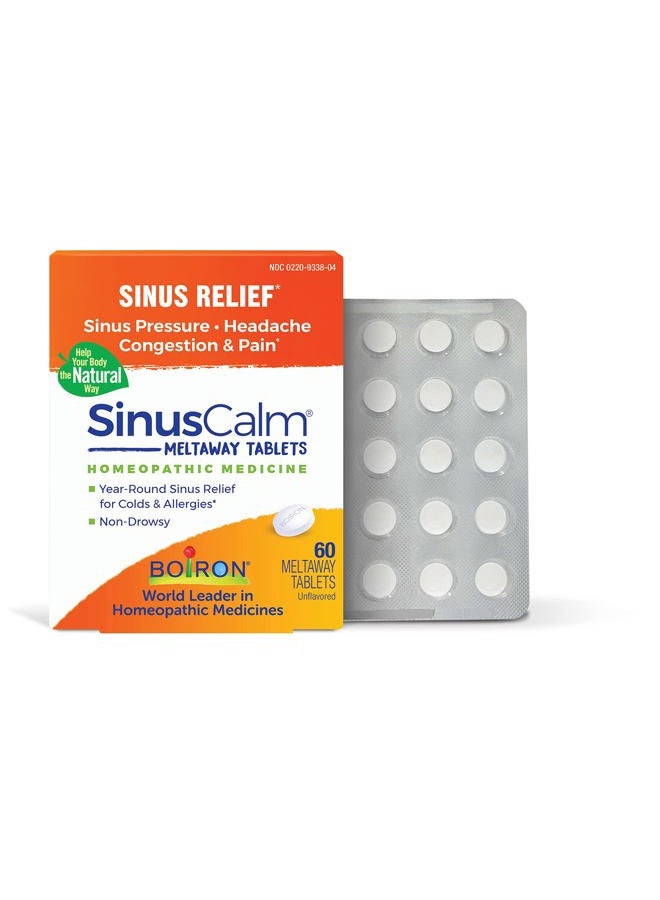 Boiron SinusCalm Tablets for Sinus Pain Relief, Runny Nose, Congestion, Sinus Pressure, Headache - 60 Count  - Image 1