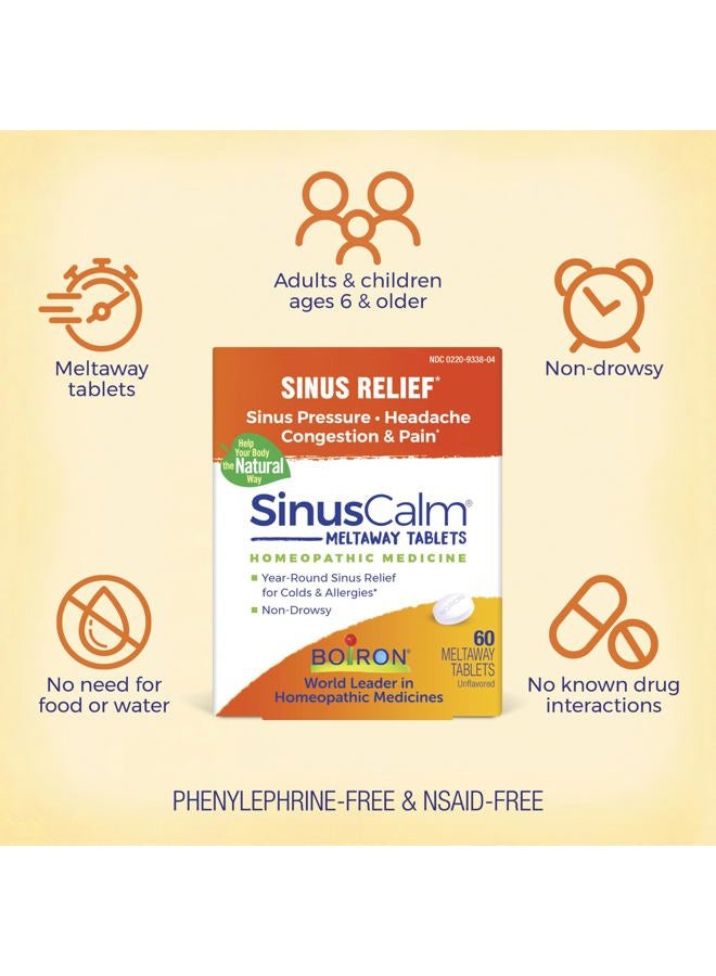 Boiron SinusCalm Tablets for Sinus Pain Relief, Runny Nose, Congestion, Sinus Pressure, Headache - 60 Count  - Image 3
