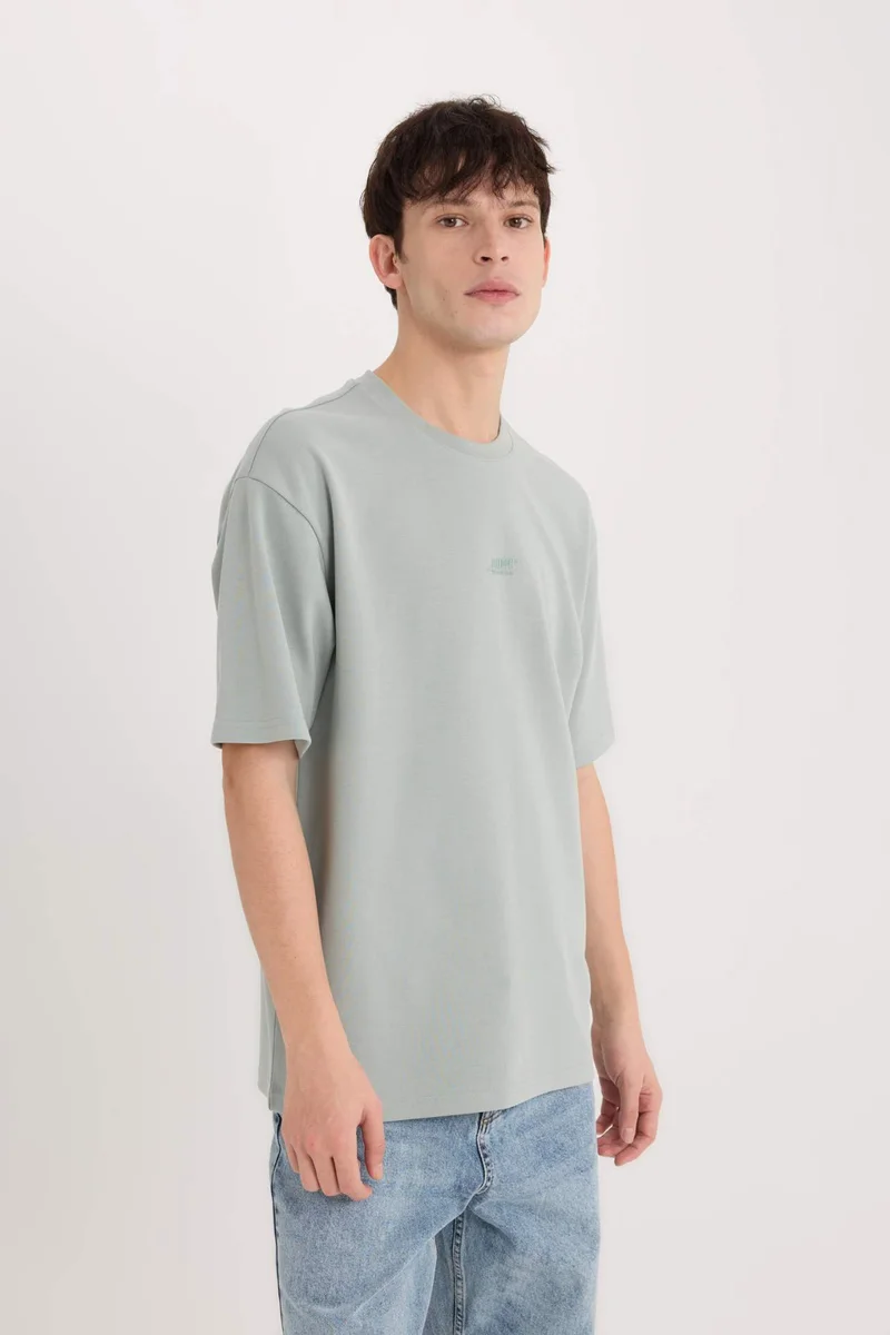 Defacto  Boxy Fit Crew Neck Printed Heavy Fabric T-Shirt for Men | Best Price UAE