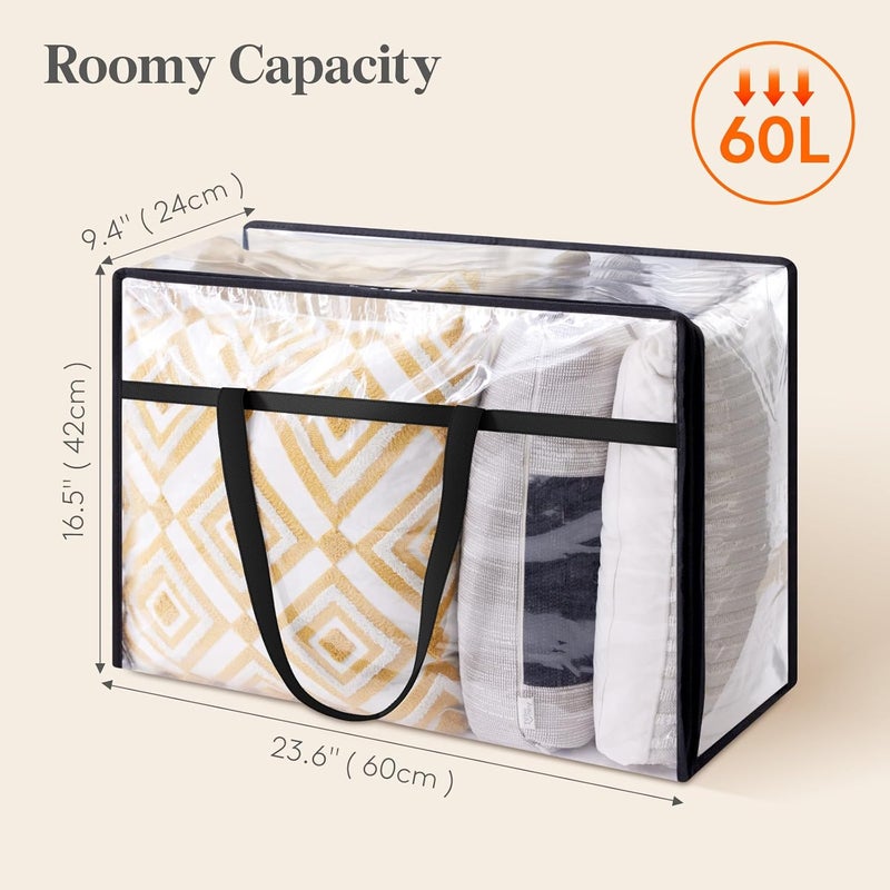 4 Pack Clear Clothes Storage Bags, 60L Plastic Blanket Storage Bags with Zipper - Image 4