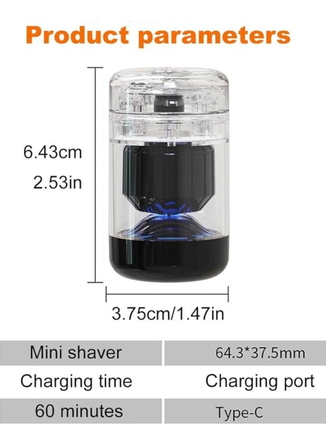عام ماكينة حلاقة كهربائية مصغرة، محمولة، مناسبة للرجال، مزودة بجسم شفاف، يعمل بمحرك بسرعة 8500 دورة في الدقيقة، مزودة بمنفذ شحن من نوع -C، سريعة الشحن، مناسبة للرحلات، المكتب، المنزل، السيارة وكهدايا. - Image 4