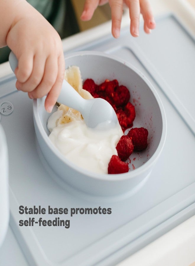 ezpz Mini Bowl - 100% Food Grade Silicone Suction Bowl with Built-in Placemat for Infants + Toddlers Promotes Baby Self-Feeding, Non-Slip, BPA Free, Dishwasher Safe, 237ml - 12 Months+ (Grey) - Image 5