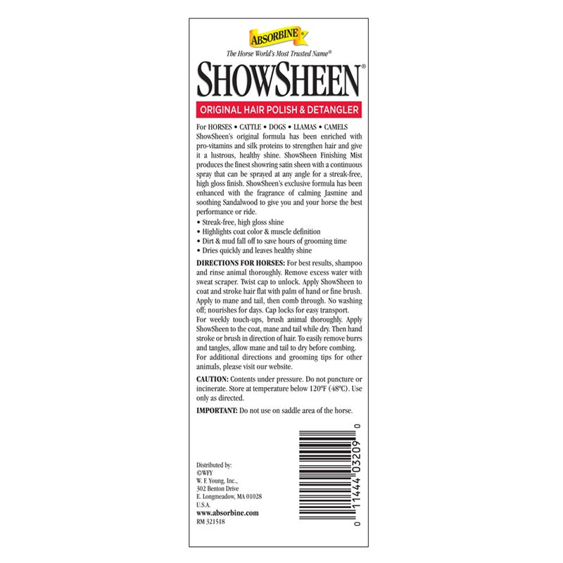 Absorbine ShowSheen Finishing Mist, Streak-Free Shine for Horses, Dogs, Livestock, 15oz - Image 2