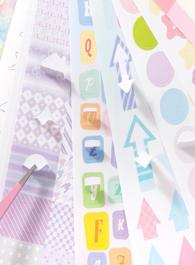 PRSTINCOL Cute Sticker Book，30 Sheets Glitter Aesthetic Decorative Stickers for Scrapbooking,Stars Heart Letter Glitter Self-Adhesive Stickers for Photocards, Journal,Scrapbook（Indie Style） - Image 5