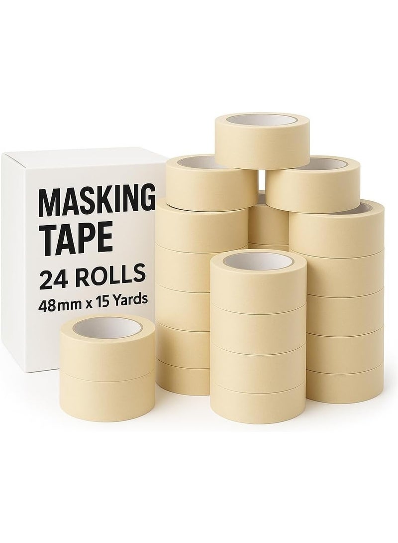 Aoura Grp Masking Tape - 24 Rolls | 48mm x 15 Yards Durable Multi-Purpose Tape for Painting, Crafting, Labeling, and Home Improvement - Image 1