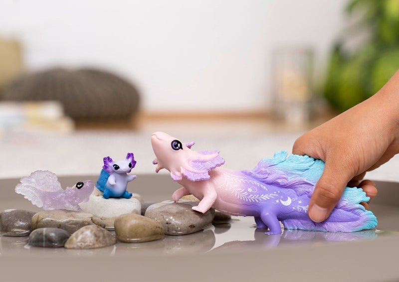 Schleich Bayala 3PC Colorful Axolotl Figurine Toy Set Mermaid Mythical Creature Playset for Girls and Boys Cute Undersea Fairy Salamander Figures Fantasy Animal Toys for Kids Ages 5 42628 - Image 4
