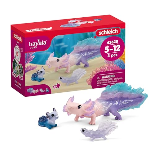 Schleich Bayala 3PC Colorful Axolotl Figurine Toy Set Mermaid Mythical Creature Playset for Girls and Boys Cute Undersea Fairy Salamander Figures Fantasy Animal Toys for Kids Ages 5 42628 - Image 1