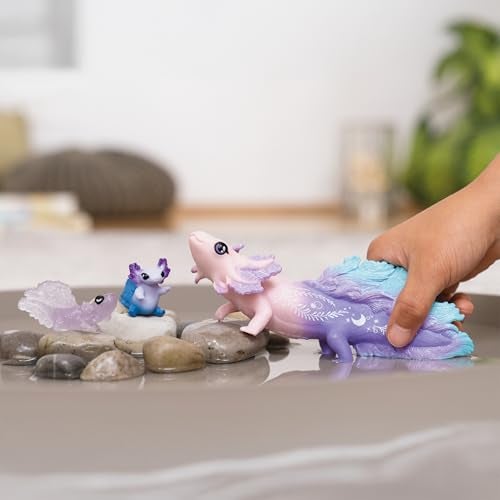 Schleich Bayala 3PC Colorful Axolotl Figurine Toy Set Mermaid Mythical Creature Playset for Girls and Boys Cute Undersea Fairy Salamander Figures Fantasy Animal Toys for Kids Ages 5 42628 - Image 3