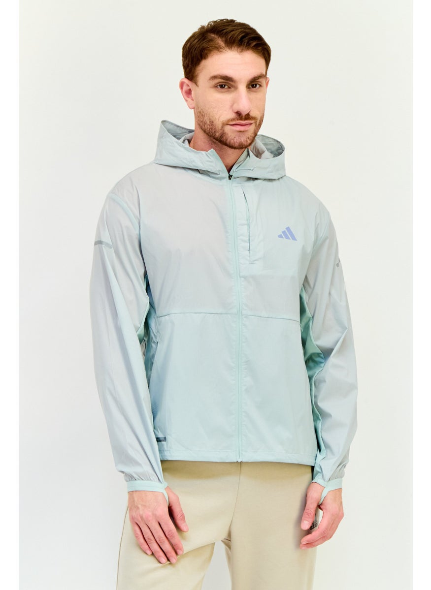 Adidas Men Sportswear Fit Long Sleeves Running  Jacket, Mint Green  - Image 1