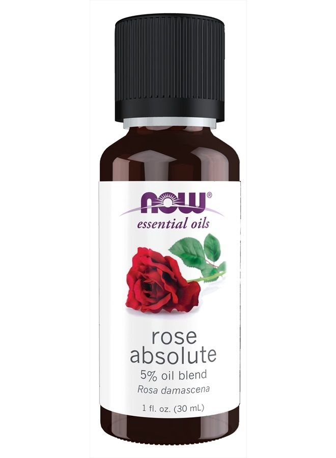 now Essential Oils, Rose Absolute, 5% Blend of Pure Rose Absolute Oil in Pure Jojoba Oil, Romantic Aromatherapy Scent, Vegan, Child Resistant Cap, 1-Ounce  - Image 1