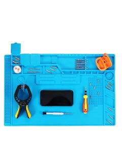 Rubik Silicone Repair Soldering Work Mat with 4 Magnetic Slots and Heat Resistant Repairing Work Station Non-skid Insulation Desk Pad Mat S-170 Blue  - Image 2