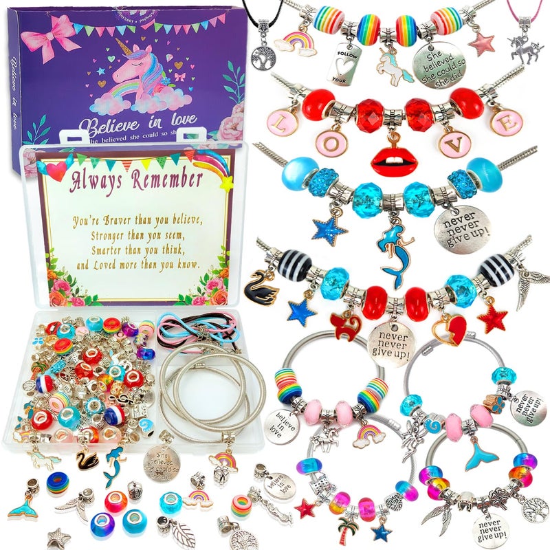 Klmars Charm Bracelet/Jewelry Making Kits for Kids Girls,Unicorn Birthday Gifts,Arts Crafts Toys for 5 6 7 8 9 12 Years Old Girls - Image 1