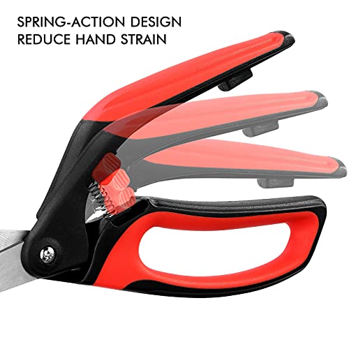 LIVINGO 10" Spring Action Fabric Scissors, Professional Sewing Scissors for Tailor Dressmaker, Spring Loaded Heavy Duty Shears for Fabric Crafting with Comfort Handle, All Purpose (Red/Black) - Image 4