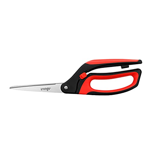 LIVINGO 10" Spring Action Fabric Scissors, Professional Sewing Scissors for Tailor Dressmaker, Spring Loaded Heavy Duty Shears for Fabric Crafting with Comfort Handle, All Purpose (Red/Black) - Image 1