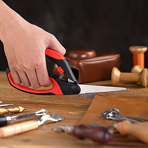 LIVINGO 10" Spring Action Fabric Scissors, Professional Sewing Scissors for Tailor Dressmaker, Spring Loaded Heavy Duty Shears for Fabric Crafting with Comfort Handle, All Purpose (Red/Black) - Image 5