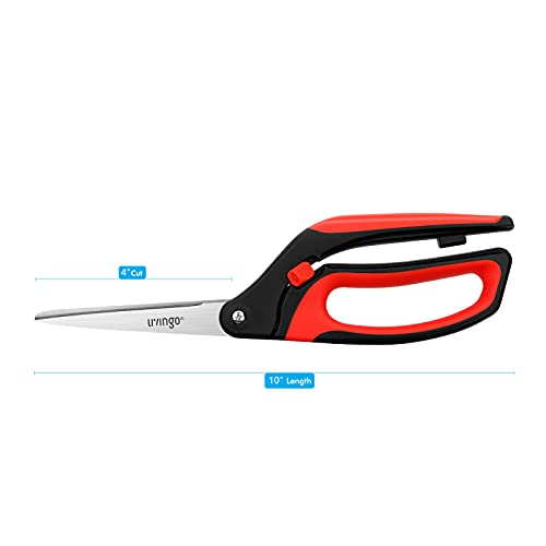 LIVINGO 10" Spring Action Fabric Scissors, Professional Sewing Scissors for Tailor Dressmaker, Spring Loaded Heavy Duty Shears for Fabric Crafting with Comfort Handle, All Purpose (Red/Black) - Image 2