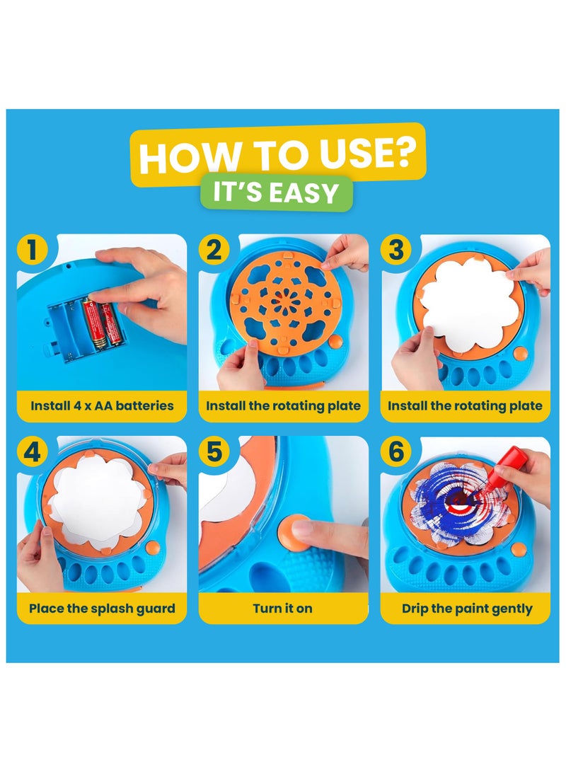 GRAFLO Paint Spin Art Machine Kit for Kids - Easter Arts & Crafts for Boys & Girls Ages 6+ Creative Spinner Toy Set with Paints, Artboards & Brushes - Fun Birthday Gift Idea - Image 3