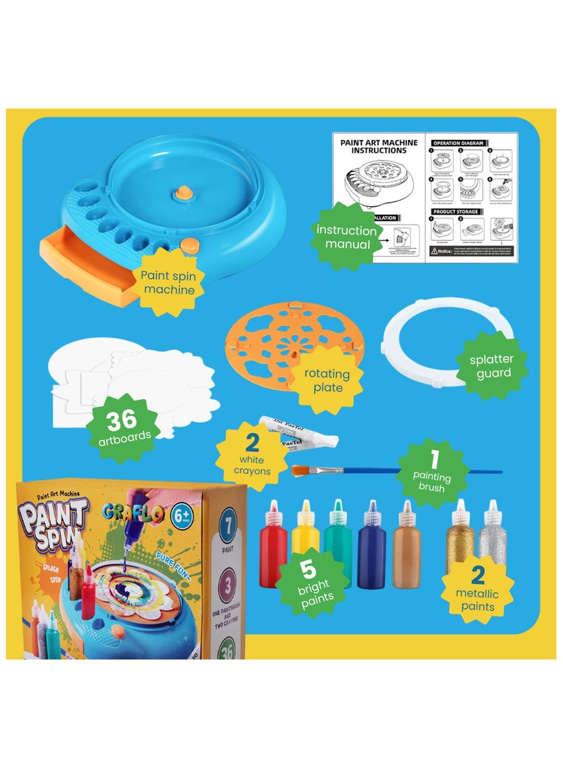 GRAFLO Paint Spin Art Machine Kit for Kids - Easter Arts & Crafts for Boys & Girls Ages 6+ Creative Spinner Toy Set with Paints, Artboards & Brushes - Fun Birthday Gift Idea - Image 4