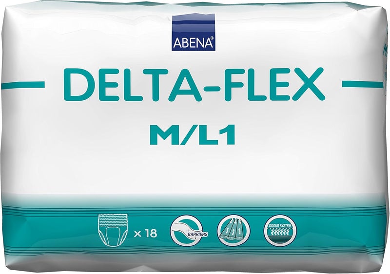 Abena Delta-Flex Protective Underwear, Level 1, (Small To Extra Large Sizes) Medium/Large, 18 Count