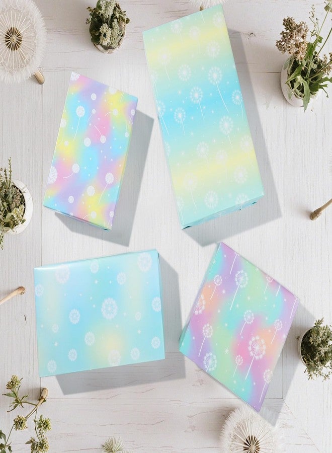Pineraap 12 Sheets Dandelion Flower Wrapping Paper Gradient Pastel Gift Wrap Folded Flat Decorative Art Paper for Birthday Baby Shower Wedding Gift Packing, 19.7 x 27.6 Inch - Image 5