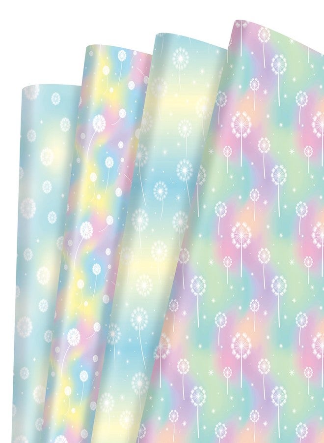 Pineraap 12 Sheets Dandelion Flower Wrapping Paper Gradient Pastel Gift Wrap Folded Flat Decorative Art Paper for Birthday Baby Shower Wedding Gift Packing, 19.7 x 27.6 Inch - Image 1