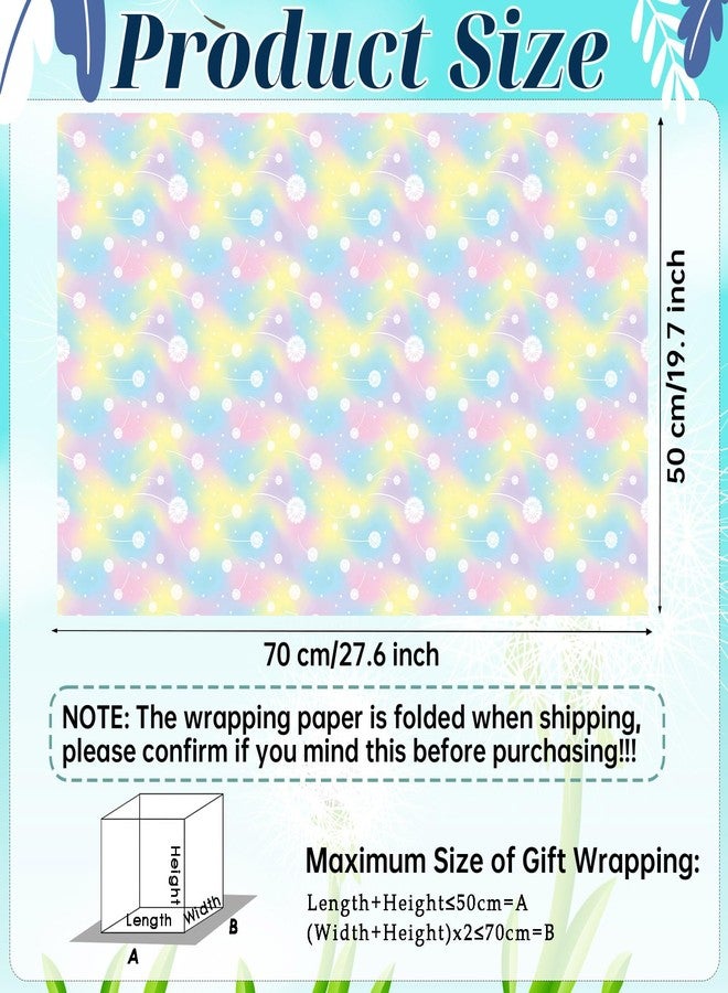 Pineraap 12 Sheets Dandelion Flower Wrapping Paper Gradient Pastel Gift Wrap Folded Flat Decorative Art Paper for Birthday Baby Shower Wedding Gift Packing, 19.7 x 27.6 Inch - Image 2