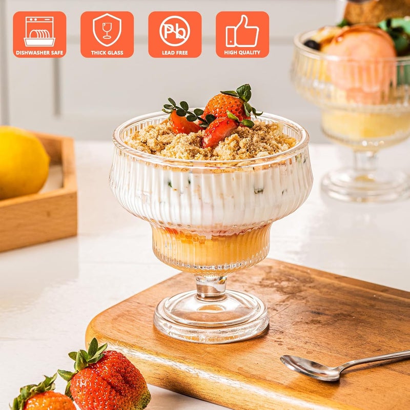 INSETLAN Glass Ice Cream Bowl Set - Image 3