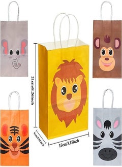 Y&D Kraft Gift Bags, 10Pcs Cute Animals Jungle Safari Zoo Paper Bags with Handles, 5 Styles Reusable Party for Kid's Birthday Supplies, Holiday Treat Box, Children's Candy Packaging Bag  - Image 5