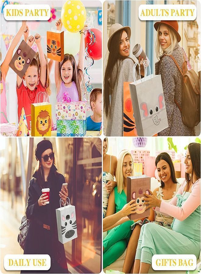 Y&D Kraft Gift Bags, 10Pcs Cute Animals Jungle Safari Zoo Paper Bags with Handles, 5 Styles Reusable Party for Kid's Birthday Supplies, Holiday Treat Box, Children's Candy Packaging Bag - Image 3