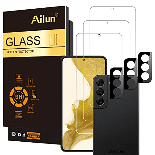 Ailun Screen Protector for Galaxy S22+/S22 Plus 5G 6.6 Inch Display 3Pack + 3Pack Camera Lens Tempered Glass Fingerprint Unlock 0.25mm Clear Anti-Scratch Case Friendly [Not For S22 Ultra] - Image 1