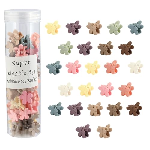 Kasmena 50Pcs Mini Flower Hair Accessories - Cute Tiny Claw Clips for Fine Hair Styling, Strong Grip Colorful Clips, Christmas Gifts for Women and Girls - Image 1